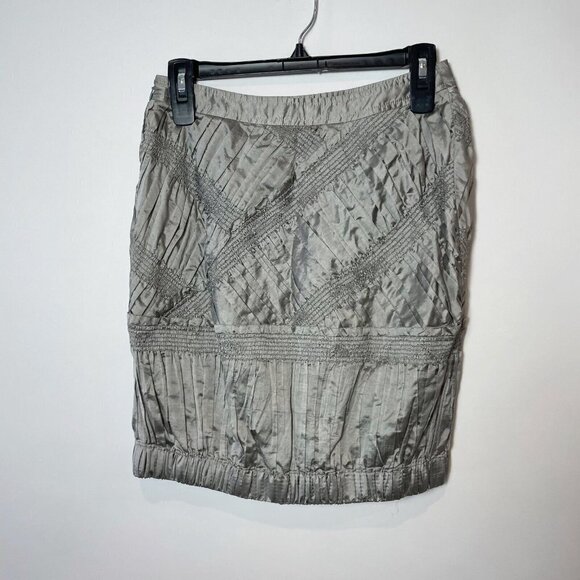 Burberry Womens Silk Blend Pleated Straight & Pencil Skirt Gray 38 Stretch Zip - Picture 3 of 10